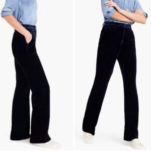 J. Crew Wide Leg Velvet Pants in Navy